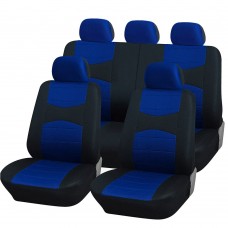 Coprisedili universali A18 con coprivolante, 2 copricinture blu royal - nero